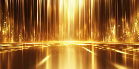 Poster - golden stage background: an abstract gold background with a stage-like effect, designed to add a lux