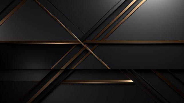 Abstract geometric background with black and gold stripes.