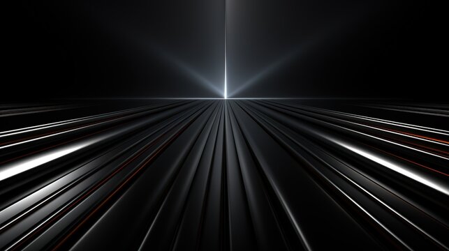 Black abstract background with converging lines.