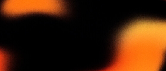 Fototapete - Grainy Black and Orange Neon Abstract Background. Neon orange noise texture banner. Splotches of orange on dark with noise grain texture effect. Philippine Orange abstraction color header.