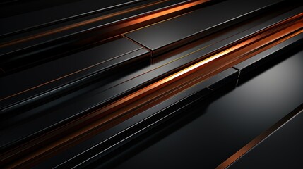 Fototapete - Abstract Black and Orange Geometric Pattern.