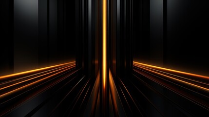Fototapete - Abstract black and orange glowing lines background.
