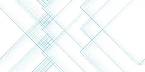 Fototapete - Abstract blue and white blueprint background and technology bright lines. Geometric squares with digital connection of lines.  Futuristic architecture concept blueprint with geometric blue line.