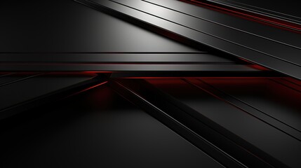Fototapete - Abstract black and red geometric background.