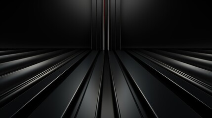 Fototapete - Abstract black and red lines converge to a vanishing point.