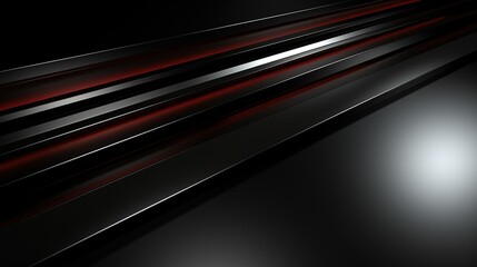 Fototapete - Abstract black and red metallic stripes on dark background.