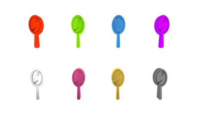 Poster - Colorful Hand mirror icon isolated on white background. Minimalism concept. 3D render illustration