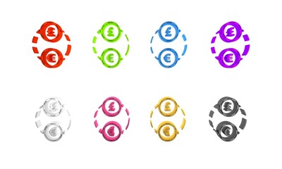 Wall Mural - Colorful Money exchange icon isolated on white background. Euro and Pound Sterling cash transfer symbol. Banking currency sign. Minimalism concept. 3D render illustration