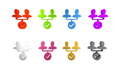 Sticker - Colorful Project team base icon isolated on white background. Business analysis and planning, consulting, team work, project management. Minimalism concept. 3D render illustration