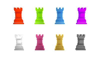 Poster - Colorful Business strategy icon isolated on white background. Chess symbol. Game, management, finance. Minimalism concept. 3D render illustration