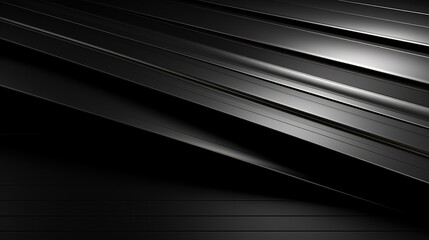 Fototapete - Abstract black and silver diagonal lines with depth.