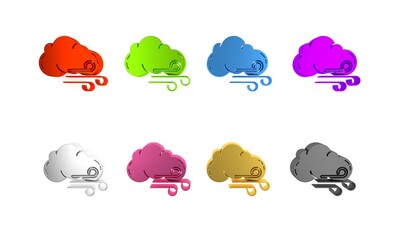 Poster - Colorful Windy weather icon isolated on white background. Cloud and wind. Minimalism concept. 3D render illustration