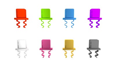 Sticker - Colorful Orthodox jewish hat with sidelocks icon isolated on white background. Jewish men in the traditional clothing. Judaism symbols. Minimalism concept. 3D render illustration