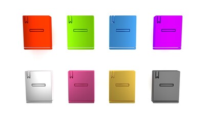 Poster - Colorful Notebook icon isolated on white background. Spiral notepad icon. School notebook. Writing pad. Diary for school. Minimalism concept. 3D render illustration