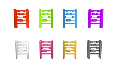 Sticker - Colorful Abacus icon isolated on white background. Traditional counting frame. Education sign. Mathematics school. Minimalism concept. 3D render illustration