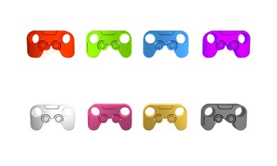 Poster - Colorful Gamepad icon isolated on white background. Game controller. Minimalism concept. 3D render illustration