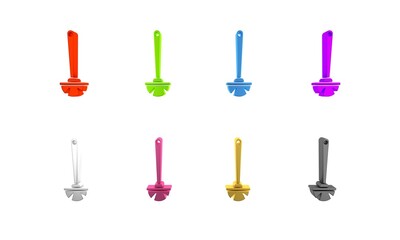 Canvas Print - Colorful Toilet brush icon isolated on white background. Minimalism concept. 3D render illustration