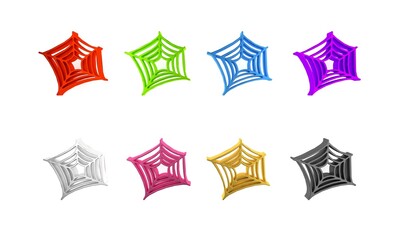 Canvas Print - Colorful Spider web icon isolated on white background. Cobweb sign. Happy Halloween party. Minimalism concept. 3D render illustration