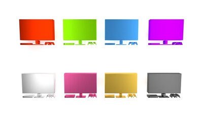 Poster - Colorful Video game console icon isolated on white background. Game console with joystick and lcd television. Minimalism concept. 3D render illustration