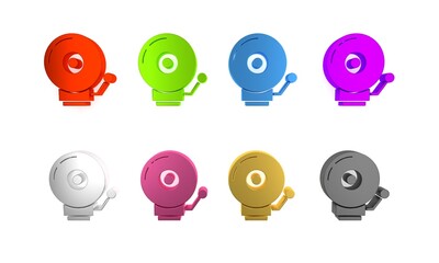 Wall Mural - Colorful Ringing alarm bell icon isolated on white background. Alarm symbol, service bell, handbell sign, notification symbol. Minimalism concept. 3D render illustration