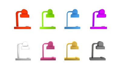 Sticker - Colorful Table lamp icon isolated on white background. Table office lamp. Minimalism concept. 3D render illustration