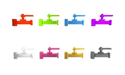 Sticker - Colorful Industry metallic pipes and valve icon isolated on white background. Minimalism concept. 3D render illustration