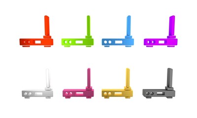 Poster - Colorful Router and wi-fi signal symbol icon isolated on white background. Wireless ethernet modem router. Computer technology internet. Minimalism concept. 3D render illustration