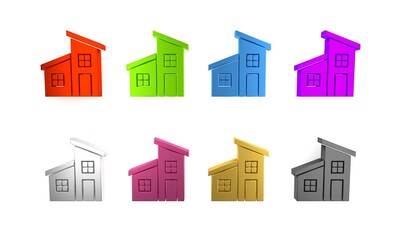 Poster - Colorful House icon isolated on white background. Home symbol. Minimalism concept. 3D render illustration