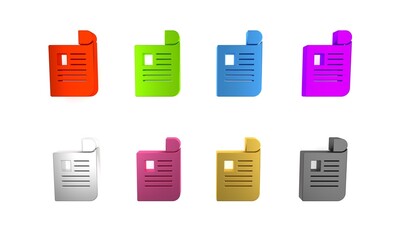 Sticker - Colorful Document icon isolated on white background. File icon. Checklist icon. Business concept. Minimalism concept. 3D render illustration