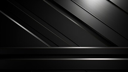 Fototapete - Abstract black and white background with diagonal stripes and thin lines.