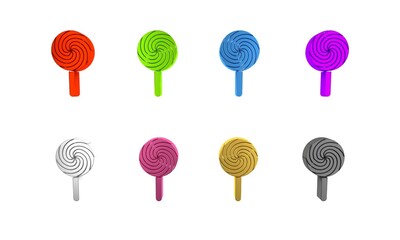 Canvas Print - Colorful Lollipop icon isolated on white background. Food, delicious symbol. Minimalism concept. 3D render illustration