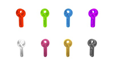 Aufkleber - Colorful Cryptocurrency key icon isolated on white background. Concept of cyber security or private key, digital key with technology interface. Minimalism concept. 3D render illustration
