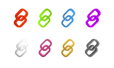 Poster - Colorful Chain link icon isolated on white background. Link single. Hyperlink chain symbol. Minimalism concept. 3D render illustration