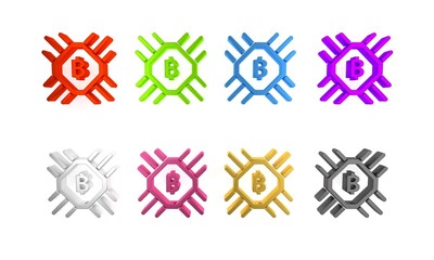 Aufkleber - colorful cpu mining farm icon isolated on white background. bitcoin sign inside processor. cryptocur
