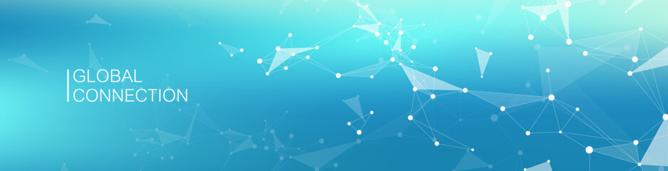 Leinwandbilder - Abstract tech network connection dots. Digital technology and big data analysis background. White background with plexus lines. Geometric background with abstract mesh