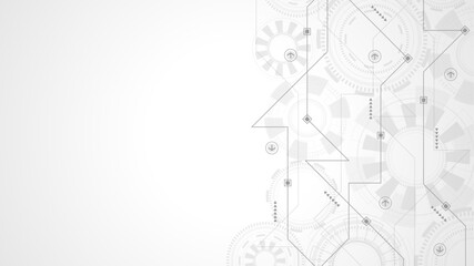 Poster - Technology abstract background. Modern electronic motherboard texture. Engineering and communication concept for header, web banner, website, presentation.