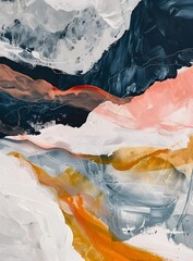 Poster - Abstract Painting with Blue, Orange, and Pink Colors