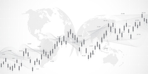Poster - Stock market or Forex trading graph in graphic concept for financial investment or economic trends business idea design. Worldwide finance background. Vector illustration
