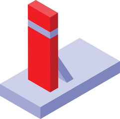 Poster - 3d isometric red bar graph growing up on platform showing increased statistics