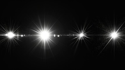 Poster - Bright white lights create a sparkling display on a dark background at night
