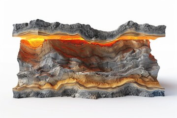 Poster - A sculpture of a mountain with flames burning from within
