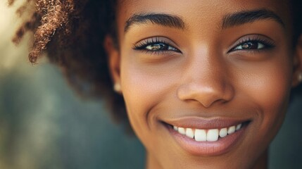 Wall Mural - A woman with a big smile on her face