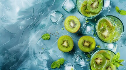 Juice drink with fresh kiwi fruit