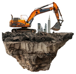 Poster - PNG Excavator floating city construction site