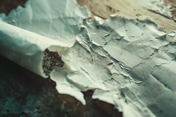 Poster - A close-up shot of a piece of paper with writing and symbols on a table surface