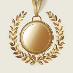 Poster - A shiny gold medal with a colorful ribbon wrapped around it