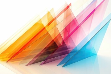 Poster - A collection of colorful plastic triangles arranged on a clean white surface