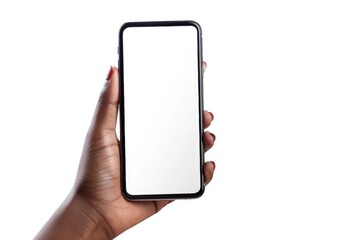 Aufkleber - A person's hand holds a phone with a blank white screen, ideal for depicting digital communication or technology-themed concepts