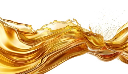 Canvas Print - Golden Liquid Splash on White Background