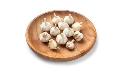 Poster - Garlic Cloves in Wooden Bowl